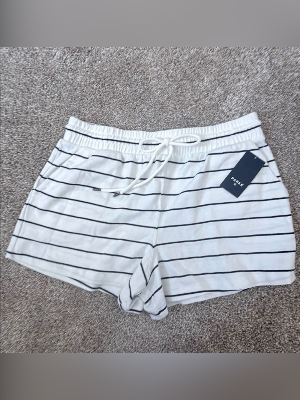 Parke White Drawstring Striped Shorts